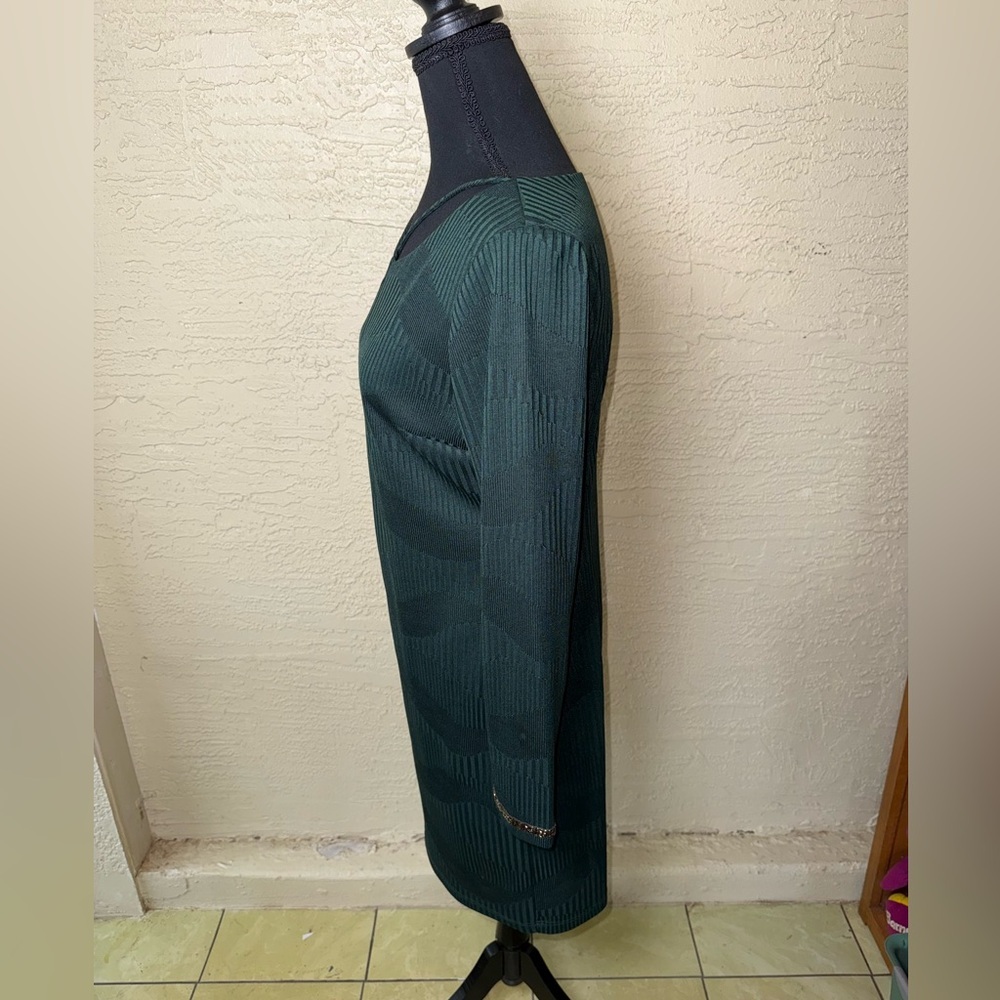 Foley’s Petite Emerald Green Sheath Dress Beaded Cuff Keyhole- 8P‎ - Picture 9 of 10